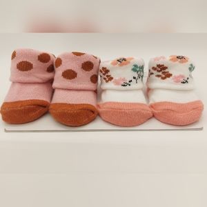 Carter's Child of Mine Baby Girls Floral Socks/booties 2 pack NB